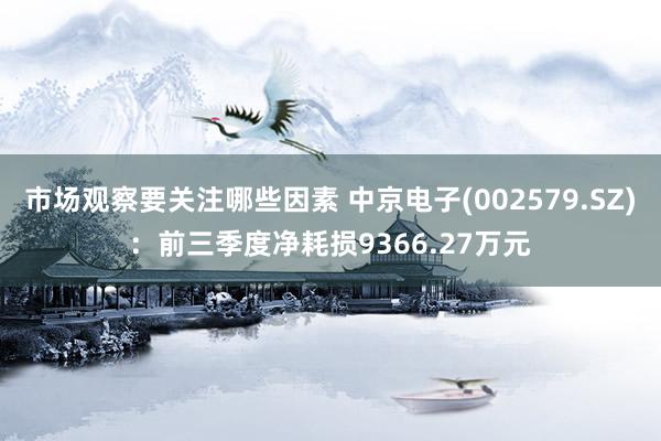 市场观察要关注哪些因素 中京电子(002579.SZ)：前三季度净耗损9366.27万元