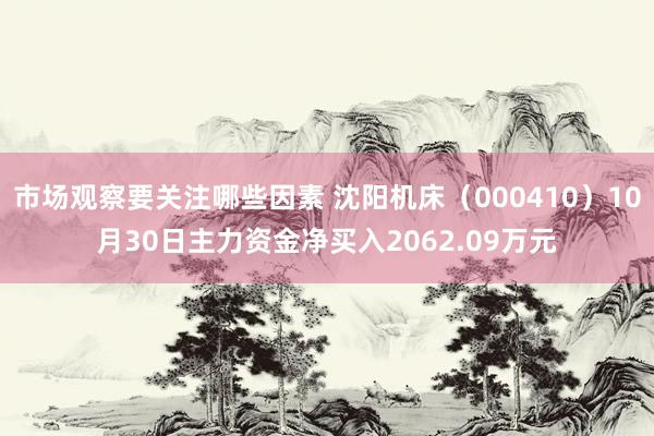 市场观察要关注哪些因素 沈阳机床（000410）10月30日主力资金净买入2062.09万元