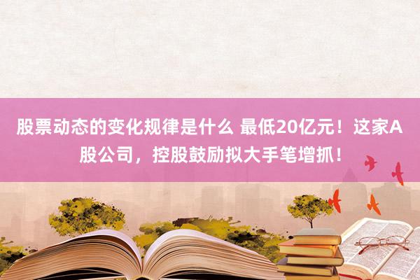 股票动态的变化规律是什么 最低20亿元！这家A股公司，控股鼓励拟大手笔增抓！