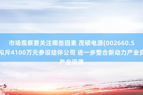 市场观察要关注哪些因素 茂硕电源(002660.SZ)拟斥4100万元参设结伴公司 进一步整合新动力产业资源