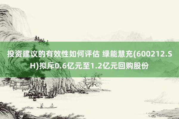 投资建议的有效性如何评估 绿能慧充(600212.SH)拟斥0.6亿元至1.2亿元回购股份