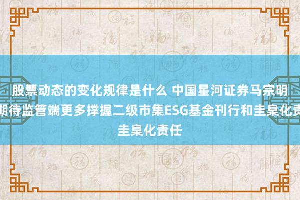 股票动态的变化规律是什么 中国星河证券马宗明：期待监管端更多撑握二级市集ESG基金刊行和圭臬化责任