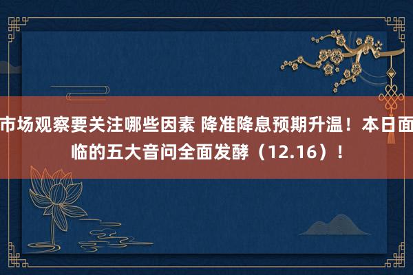 市场观察要关注哪些因素 降准降息预期升温！本日面临的五大音问全面发酵（12.16）！