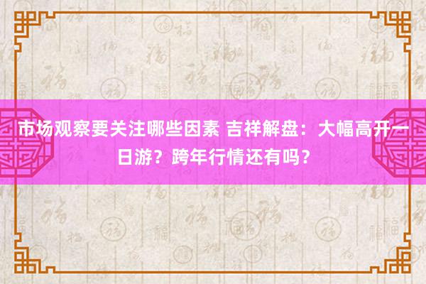 市场观察要关注哪些因素 吉祥解盘：大幅高开一日游？跨年行情还有吗？