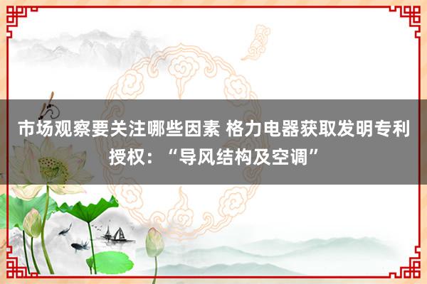 市场观察要关注哪些因素 格力电器获取发明专利授权：“导风结构及空调”