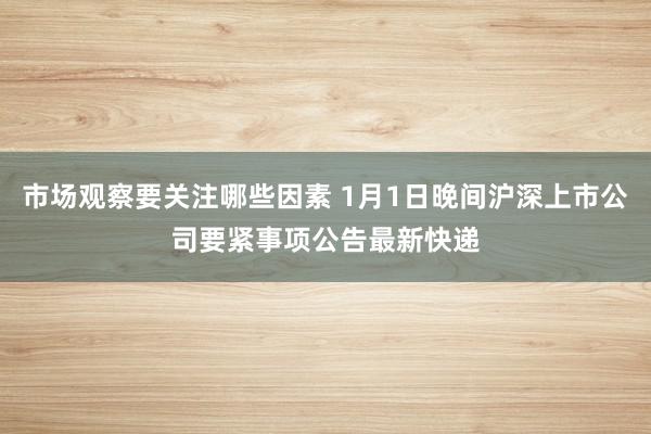 市场观察要关注哪些因素 1月1日晚间沪深上市公司要紧事项公告最新快递