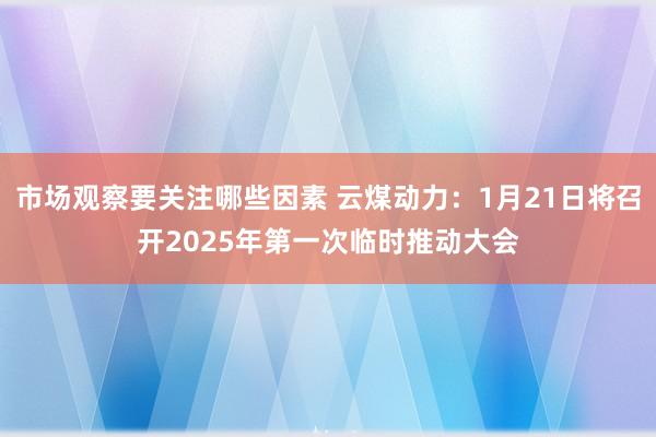 市场观察要关注哪些因素 云煤动力：1月21日将召开2025年第一次临时推动大会