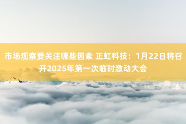 市场观察要关注哪些因素 正虹科技：1月22日将召开2025年第一次临时激动大会