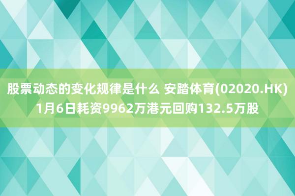 股票动态的变化规律是什么 安踏体育(02020.HK)1月6日耗资9962万港元回购132.5万股