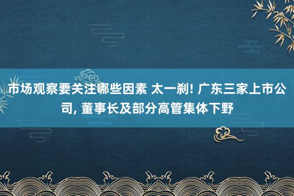 市场观察要关注哪些因素 太一刹! 广东三家上市公司, 董事长及部分高管集体下野