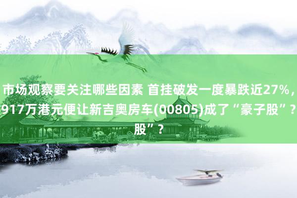 市场观察要关注哪些因素 首挂破发一度暴跌近27%，917万港元便让新吉奥房车(00805)成了“豪子股”？