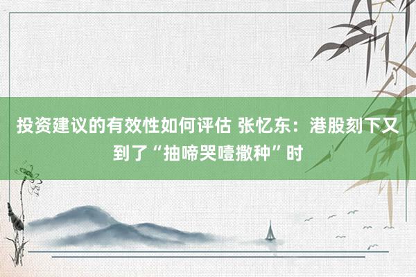 投资建议的有效性如何评估 张忆东：港股刻下又到了“抽啼哭噎撒种”时