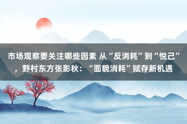 市场观察要关注哪些因素 从“反消耗”到“悦己”，野村东方张影秋：“面貌消耗”赋存新机遇