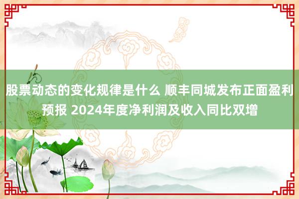 股票动态的变化规律是什么 顺丰同城发布正面盈利预报 2024年度净利润及收入同比双增