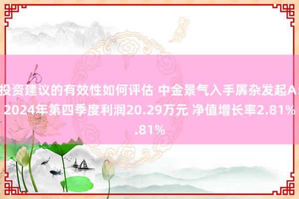 投资建议的有效性如何评估 中金景气入手羼杂发起A：2024年第四季度利润20.29万元 净值增长率2.81%