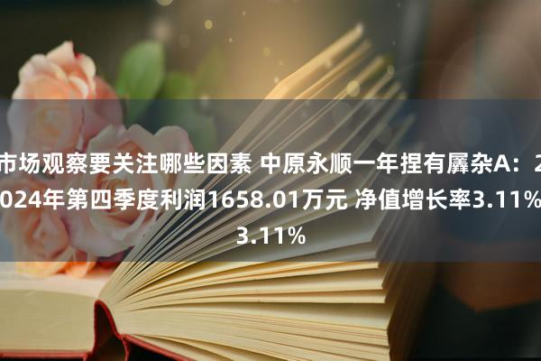 市场观察要关注哪些因素 中原永顺一年捏有羼杂A：2024年第四季度利润1658.01万元 净值增长率3.11%