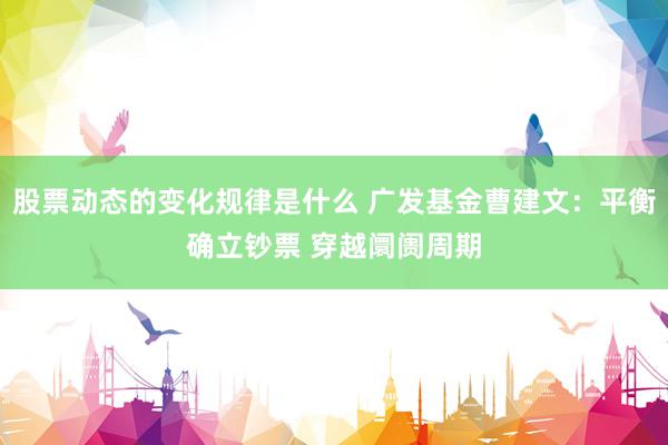 股票动态的变化规律是什么 广发基金曹建文：平衡确立钞票 穿越阛阓周期