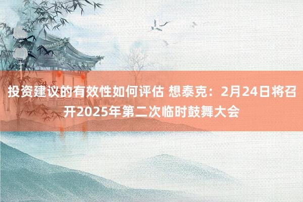 投资建议的有效性如何评估 想泰克：2月24日将召开2025年第二次临时鼓舞大会