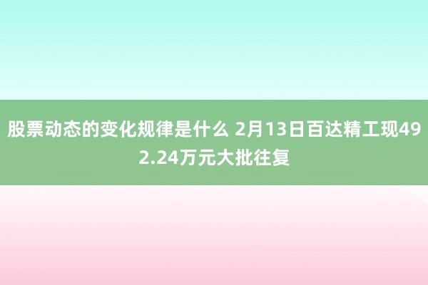 股票动态的变化规律是什么 2月13日百达精工现492.24万元大批往复