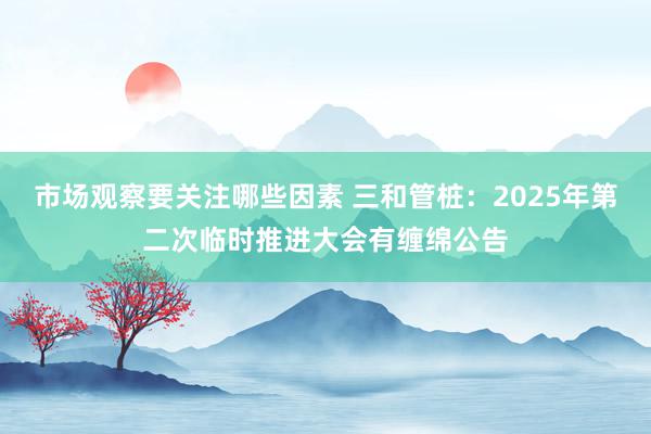 市场观察要关注哪些因素 三和管桩：2025年第二次临时推进大会有缠绵公告