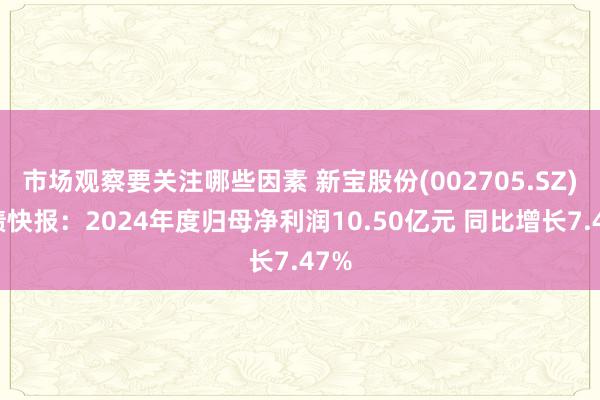 市场观察要关注哪些因素 新宝股份(002705.SZ)功绩快报：2024年度归母净利润10.50亿元 同比增长7.47%