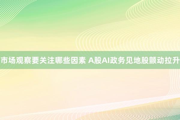 市场观察要关注哪些因素 A股AI政务见地股颤动拉升