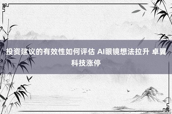 投资建议的有效性如何评估 AI眼镜想法拉升 卓翼科技涨停