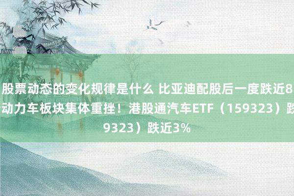 股票动态的变化规律是什么 比亚迪配股后一度跌近8%，新动力车板块集体重挫！港股通汽车ETF（159323）跌近3%