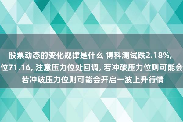 股票动态的变化规律是什么 博科测试跌2.18%, 当今股价连合压力位71.16, 注意压力位处回调, 若冲破压力位则可能会开启一波上升行情