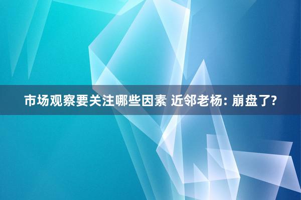 市场观察要关注哪些因素 近邻老杨: 崩盘了?