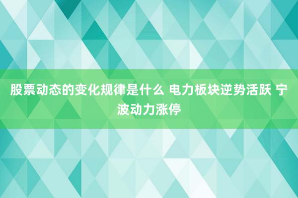 股票动态的变化规律是什么 电力板块逆势活跃 宁波动力涨停