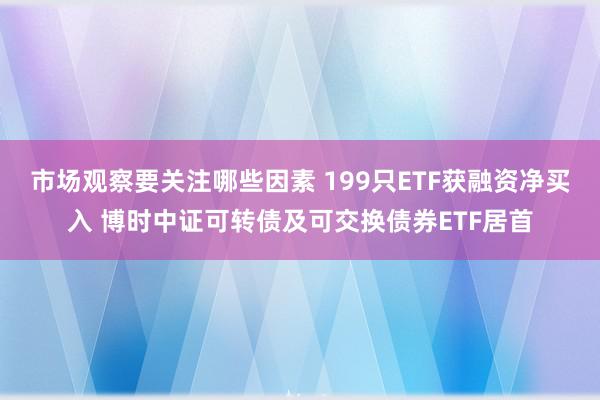 市场观察要关注哪些因素 199只ETF获融资净买入 博时中证可转债及可交换债券ETF居首