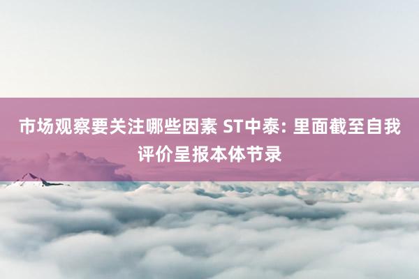 市场观察要关注哪些因素 ST中泰: 里面截至自我评价呈报本体节录